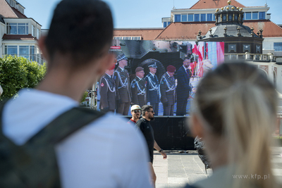 Parada morska z okazji Święta Wojska Polskiego oglądana...